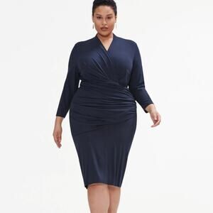 MM LaFleur Blue Stretch Jersey Casey Dress 1X Modern Bodycon Corporate Chic